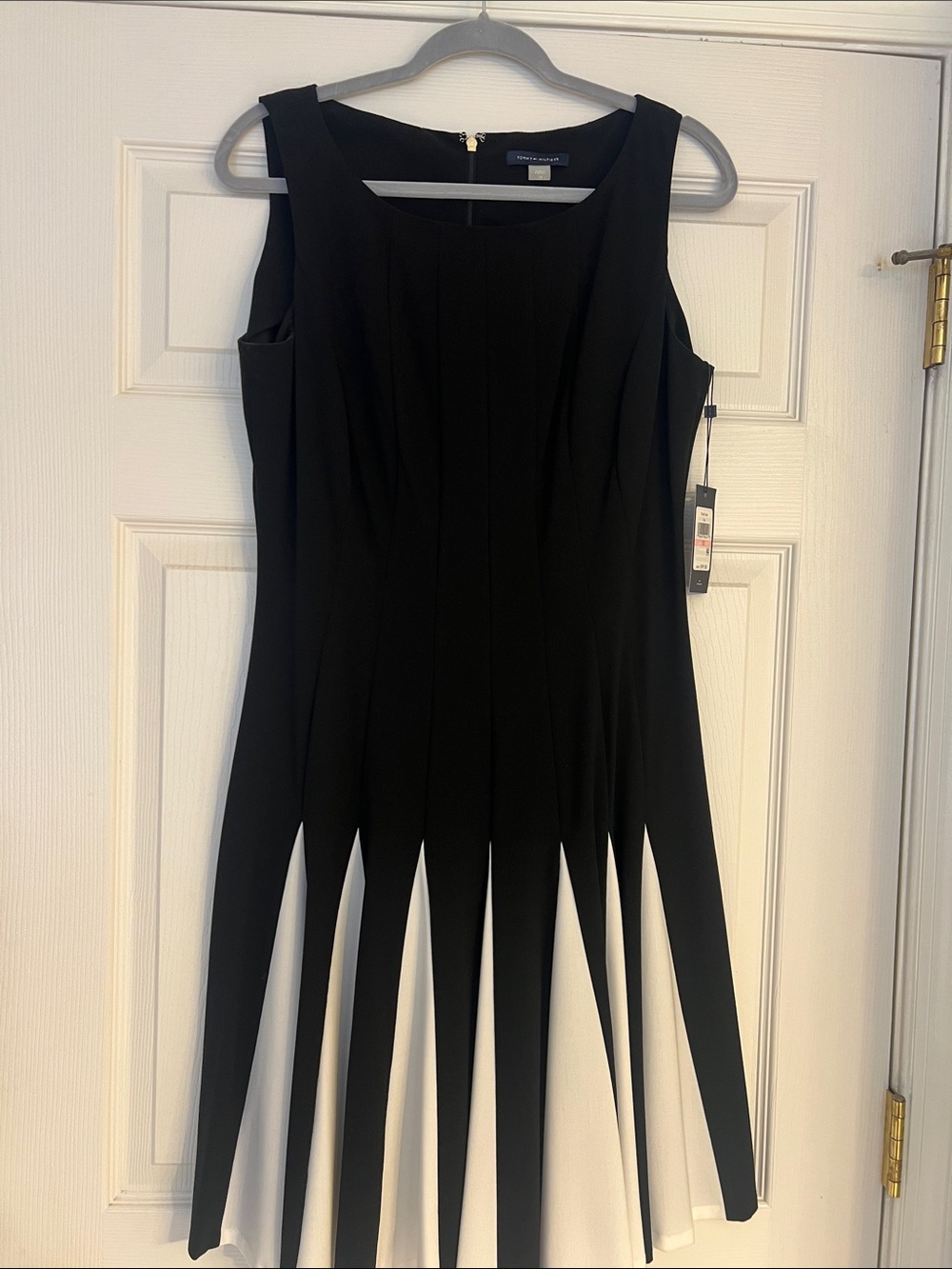 Tommy Hilfiger Black Midi Dress with White Pleat Panels